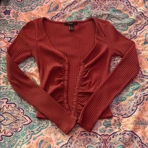 Clip up long sleeved crop top